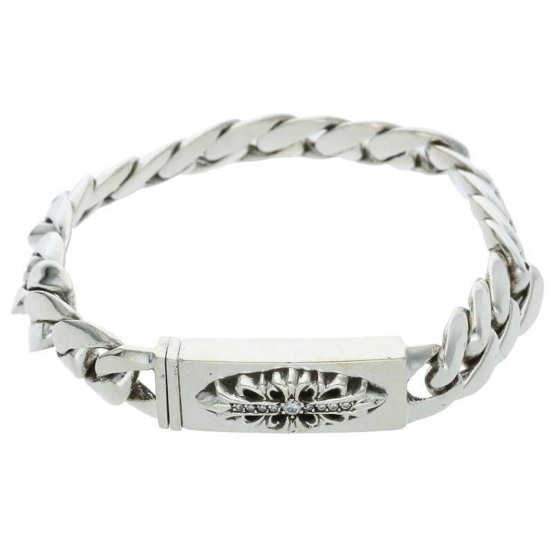 【確実正規品】フローラルクロスベイビーIDブレスレット PAVEダイヤ CHROME HEARTS ベビーフローラルクロス ID ブレスレット with