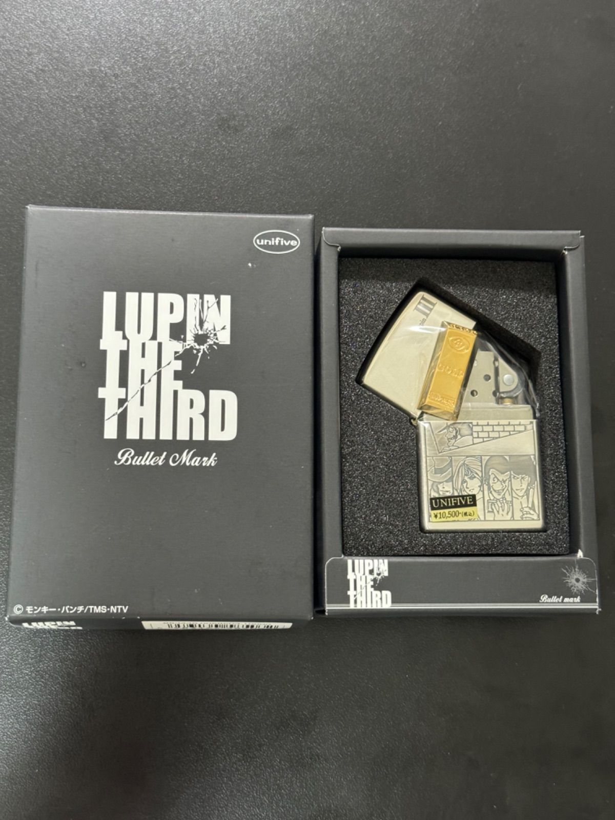 zippo LUPIN THE THIRD Bullet Mark ゴールド インゴッド 2003年製 ルパン三世 オールキャスト 立体メタル UNIFIVE デットストック 専用ケース 保証書