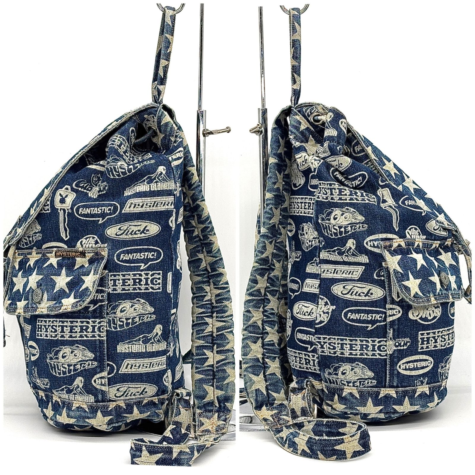 星×ロゴで個性爆発✨】 HYSTERIC GLAMOUR リュック 巾着 デニム