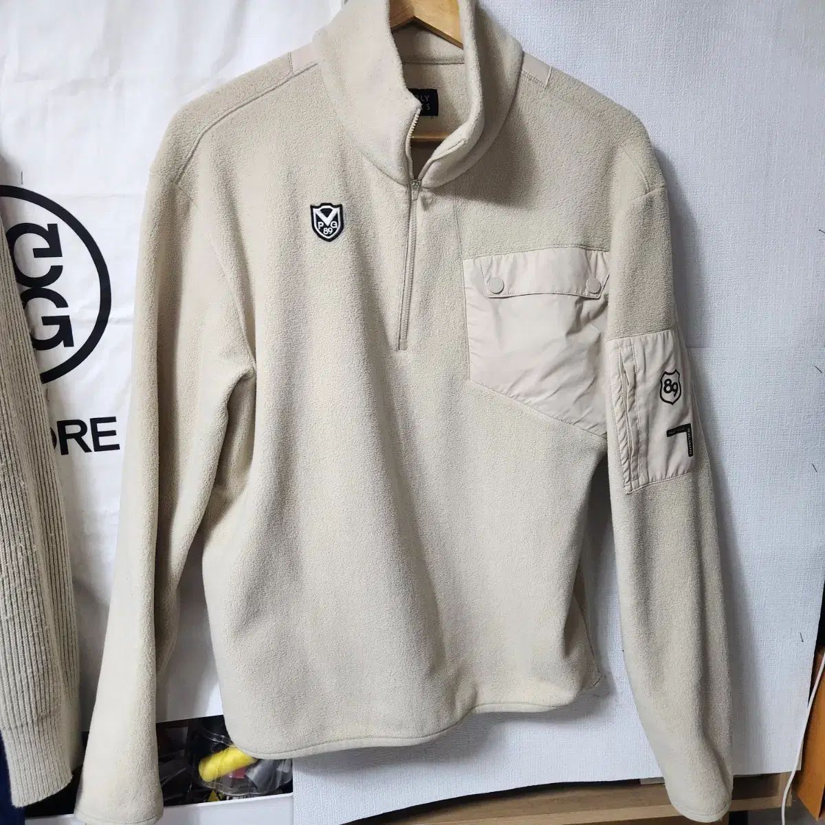 パーリーゲイツ アイボリー フリース ハーフジップアップ 4