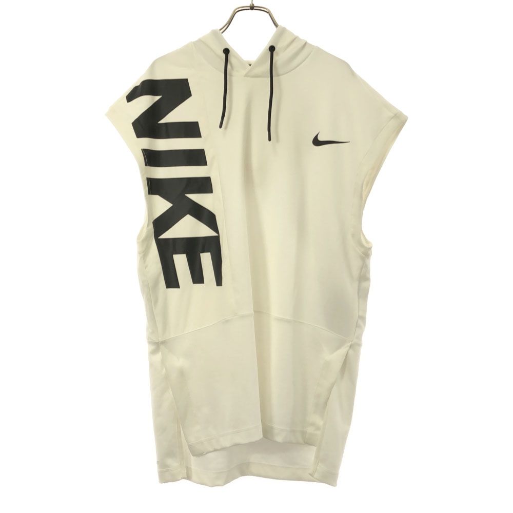 未使用 ナイキ プリント トレーニング ノースリーブ パーカー M ホワイト NIKE DRI-FIT タグ付き メンズ