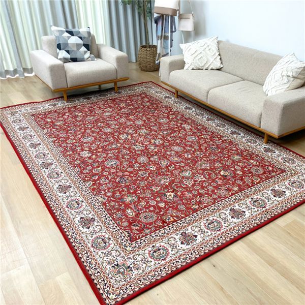 洗えて畳める 撥水加工 デザインカーペット 約190×240cm レッド