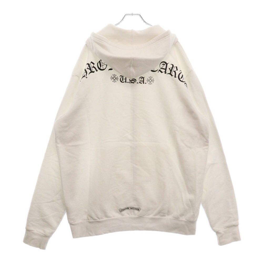 CHROME HEARTS クロムハーツ DAGGER ZIP HOODIE ダガー ジップアップ コットン パーカー フーディー ホワイト