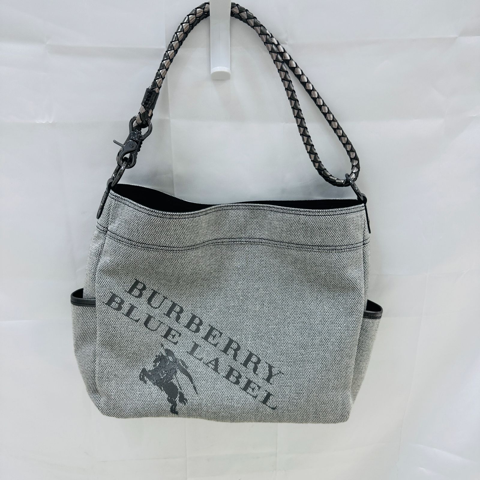BURBERRY ブルーレーベル ショルダーバッグ 2way グレー ラメ