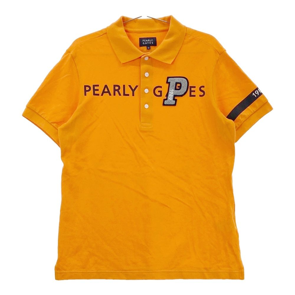 サイズ 5 PEARLY GATES パーリーゲイツ 2025年 半袖ポロシャツ Pワッペン オレンジ系 240101438534 ゴルフウェア メンズ ストスト