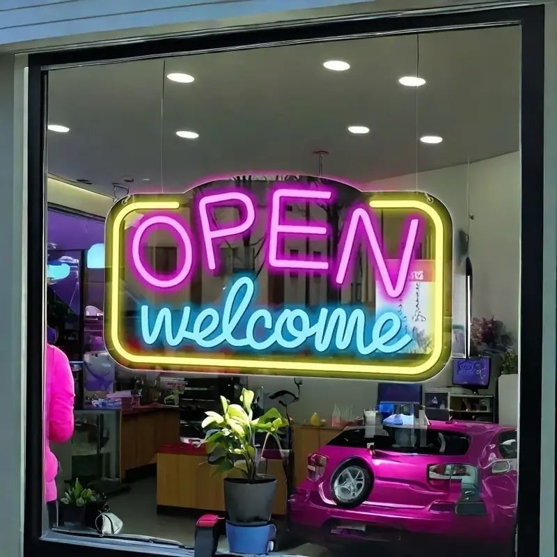 Ñew【最安値ネオン祭り】特大 オープンウエルカムＯＰＥＮネオン管LED看板f Ñew最安値ネオン祭り特大 New【光る看板・最安値ネオン祭り】特大