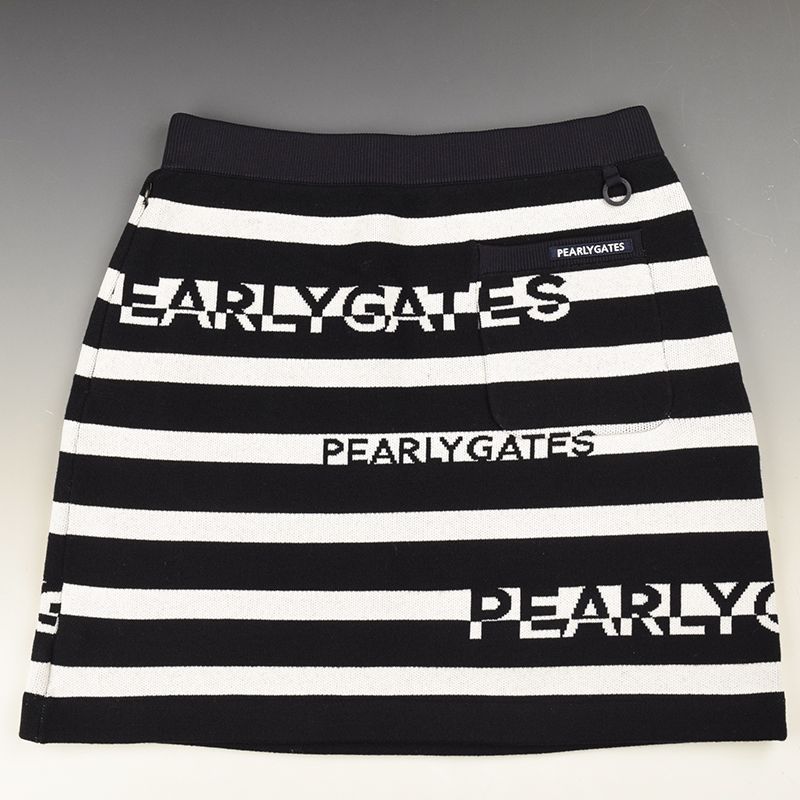 サイズ：2・L・新品】パーリーゲイツ ロゴ×ボーダー柄 ニットスカート