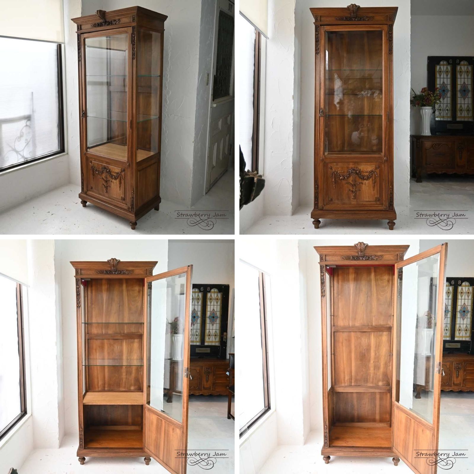 L3610-9 フランスアンティーク ガラスキャビネット ガラスケース