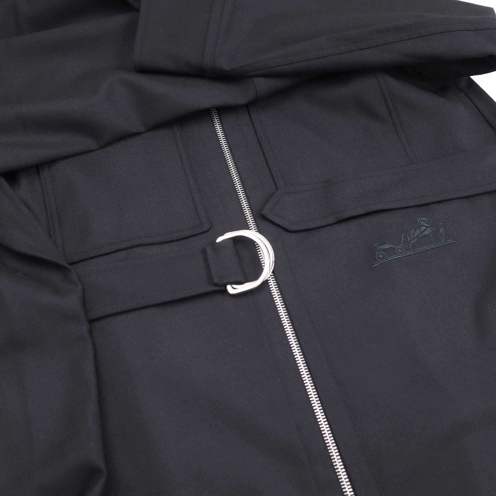 HERMES エルメス エンブロイダリージップアップウールシャツ
