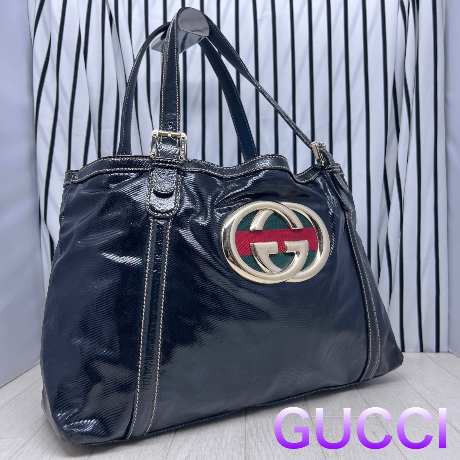 【美品】GUCCI×グッチ A4収納可能シェリーライントートバッグ