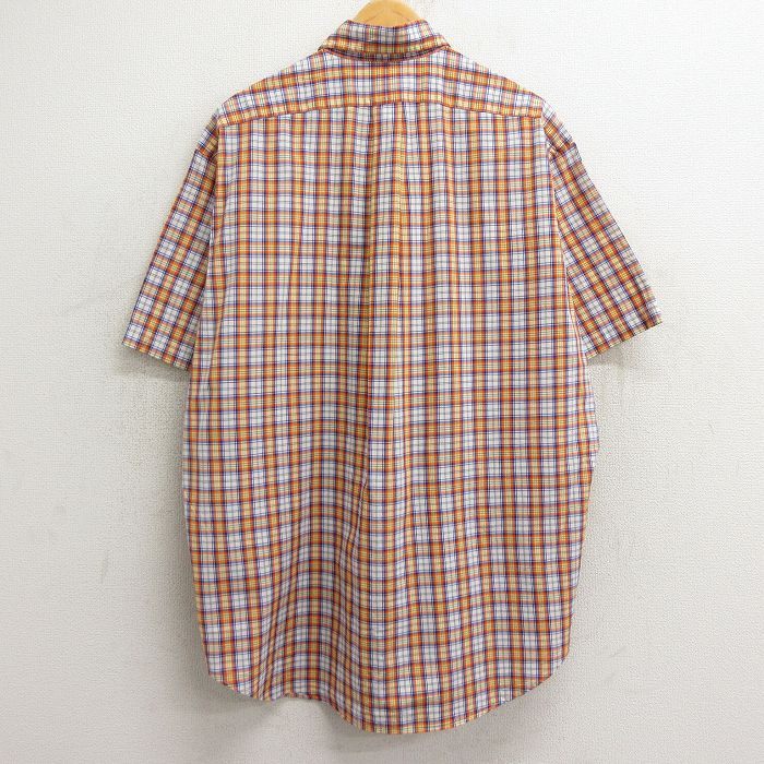 XL/古着 ラルフローレン 半袖 ブランド シャツ メンズ 90s ワンポイントロゴ BLAKE 大きいサイズ ロング丈 コットン ボタンダウン オレンジ