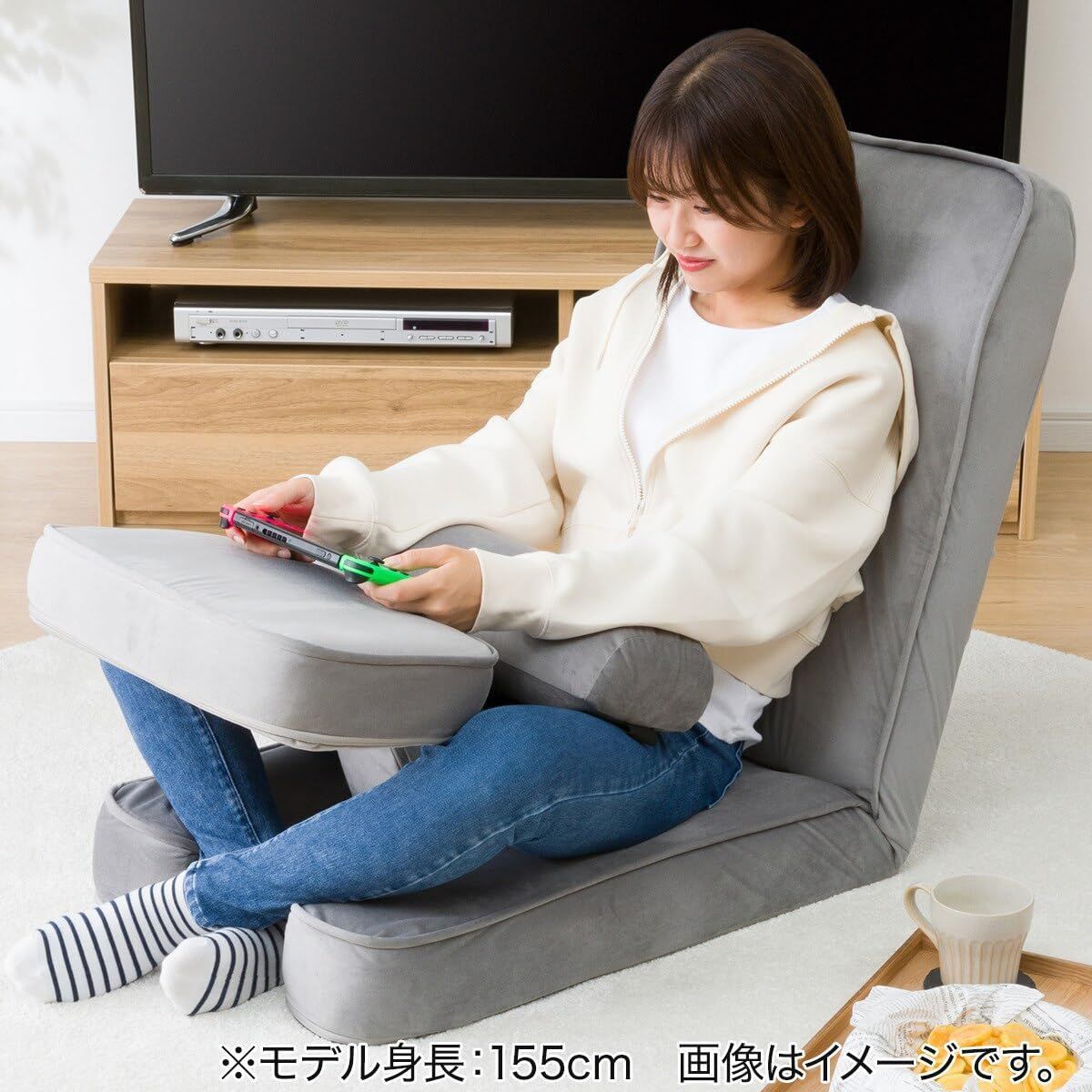 グレー ベロア 幅49×奥行88×高さ71cm ゲーミング座椅子2 5677058 ニトリ NITORI