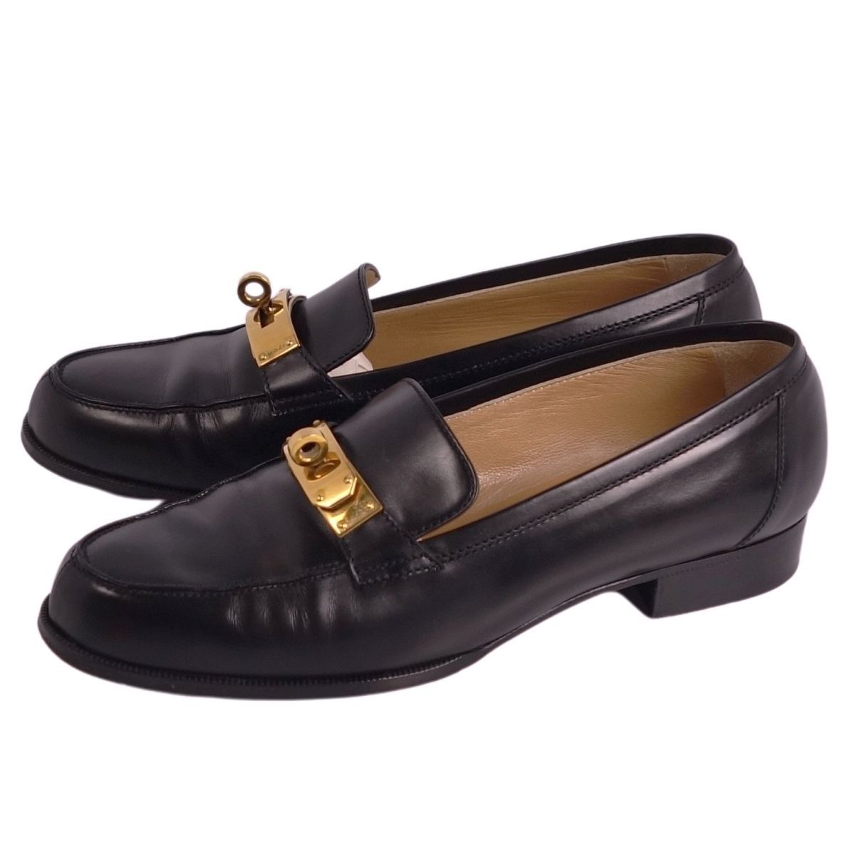 美品 エルメス HERMES ローファー デスタン モカシン ケリー金具