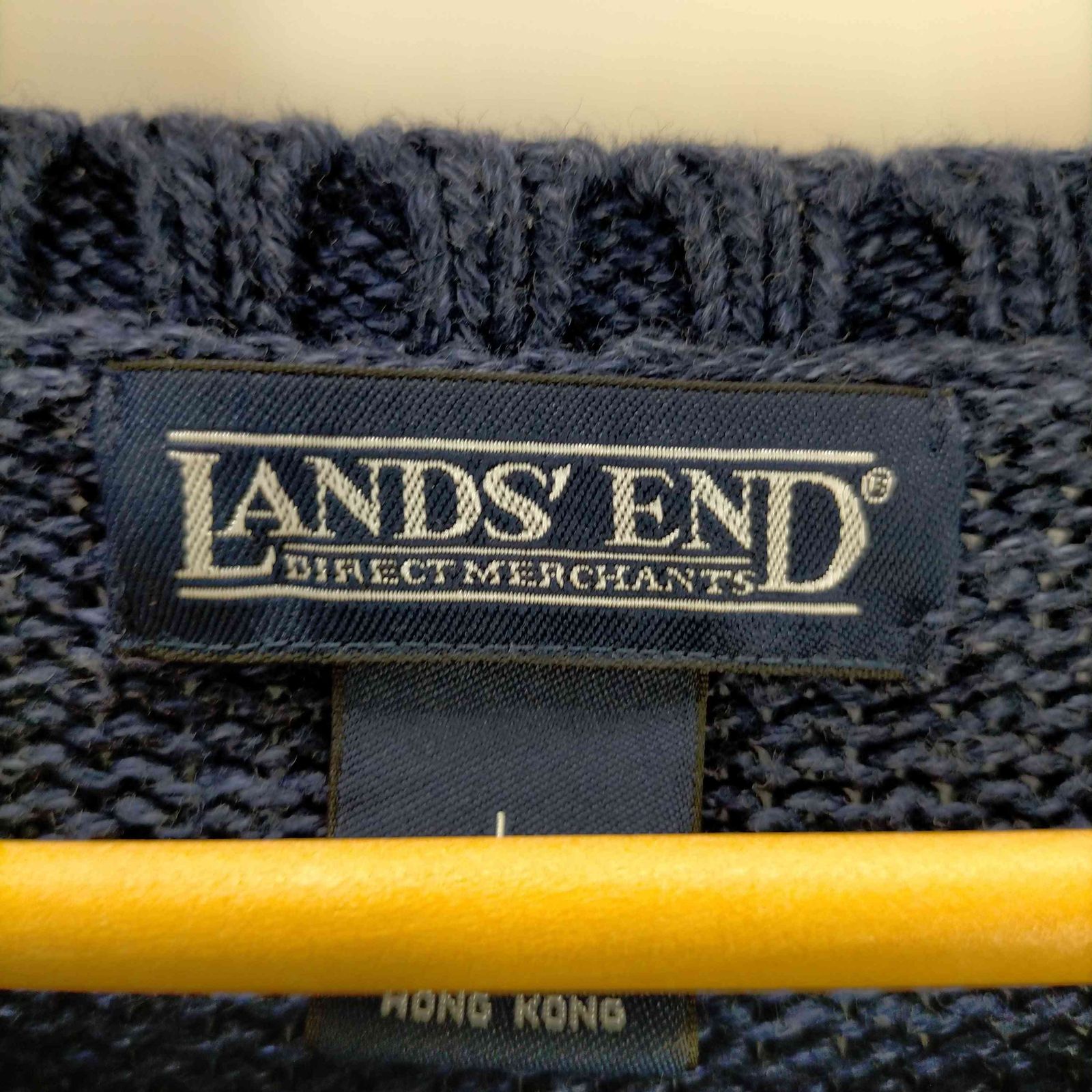 古着 LANDS END ランズエンド 星条旗ニット ベージュ サイズL - 00s 