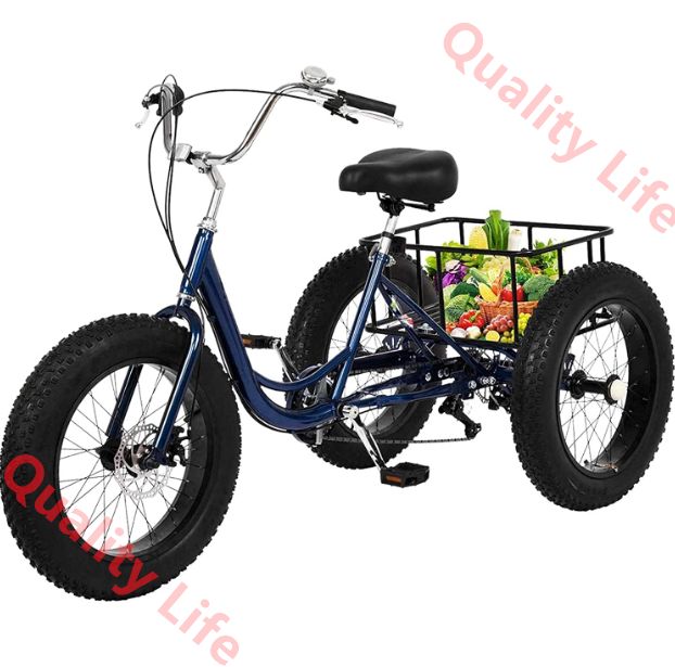 多彩な品揃え。 大人の三輪車の自転車24 バスケット 3つの車輪クルーズトライク 1 7スピードの3輪ショッピングのための3輪 設置ツール 快適な自転車 男性と女性のための 荷重容量330 lbs 247 Color Blue Fat tire
