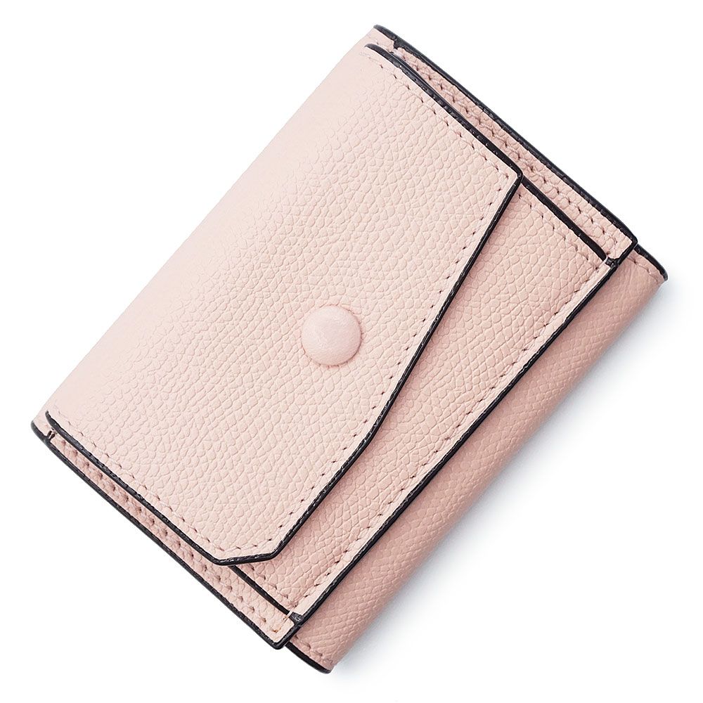 ヴァレクストラ コンパクト パース 三つ折り財布 ソフトカーフスキン レザー ペオニア ピンク シルバー金具 SGNL0026028LRLWF99PN Valextra ♥品