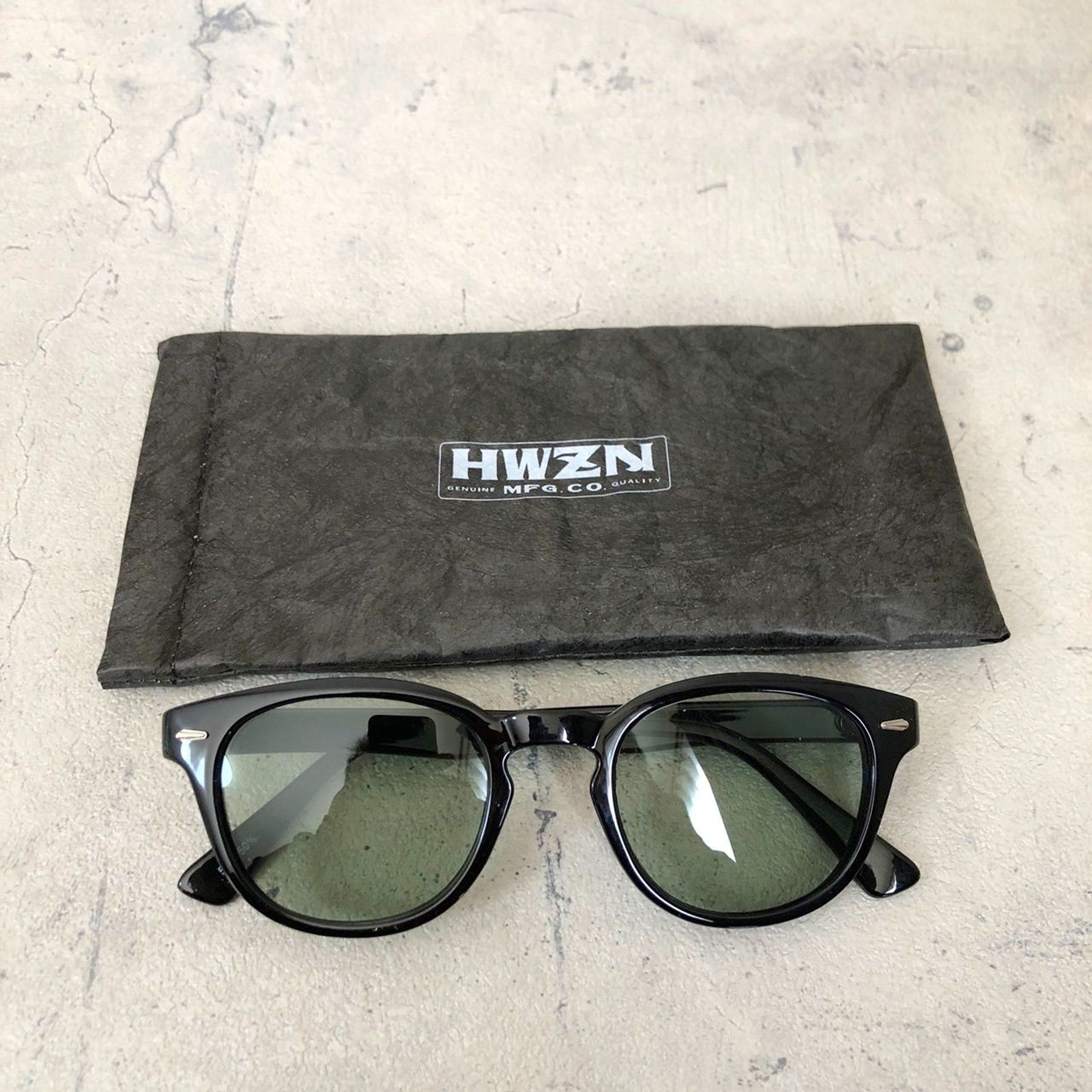 ハウゼンブロス HWZNBROSS J-D SUNGLASS グリーン ポリカーボネート素材 サングラス オリジナル バイカーシェード HWZN BROSS UVカットレンズ グリーンレンズ