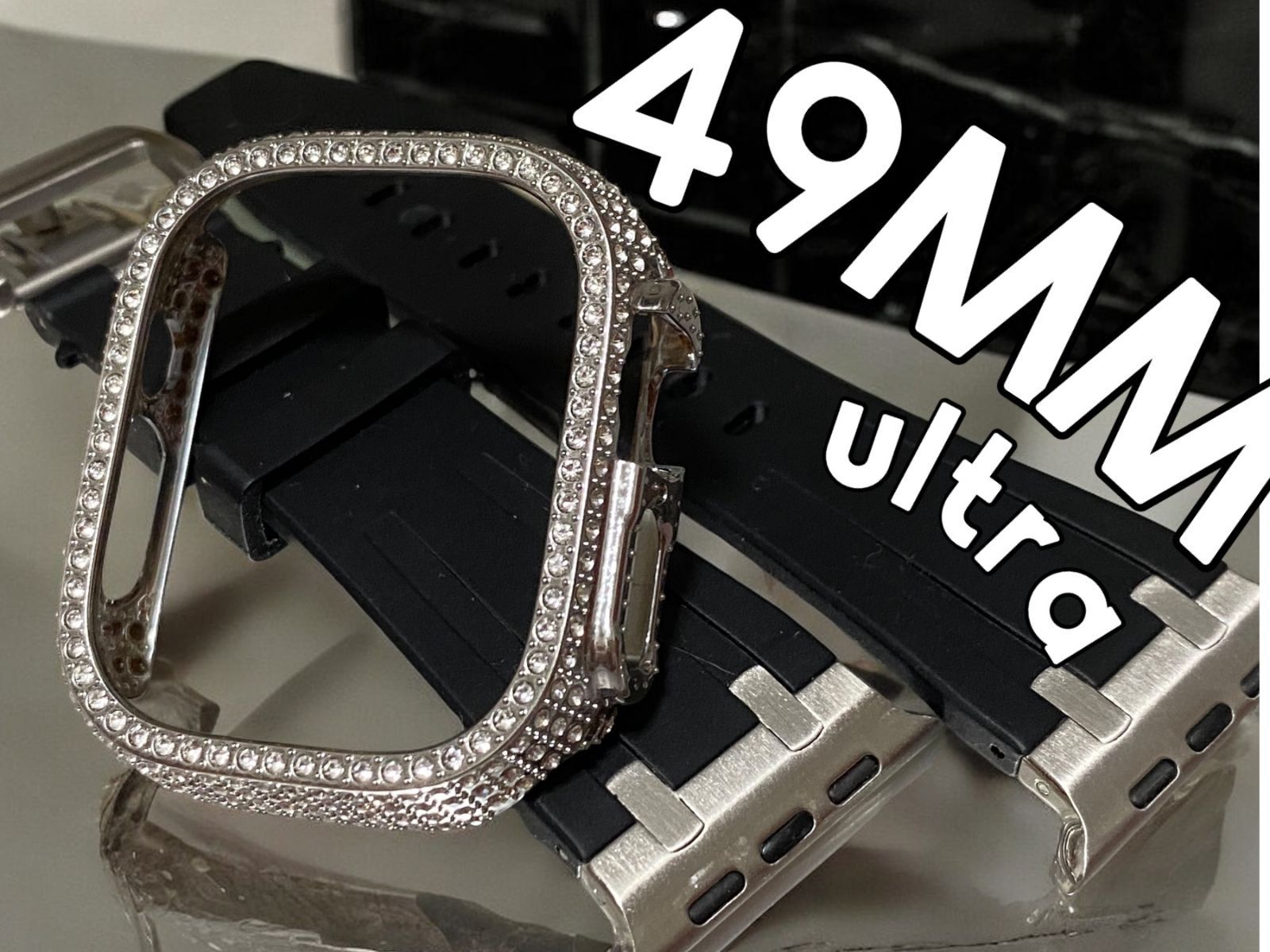 シームレス アップルウォッチ ラバーベルト Apple Watch キラキラ ケース カバー 49mm ウルトラ バンド 34