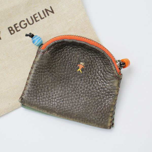 HENRY BEGUELIN エンリーベグリン オミノ刺繍 ラウンドジップ レザー