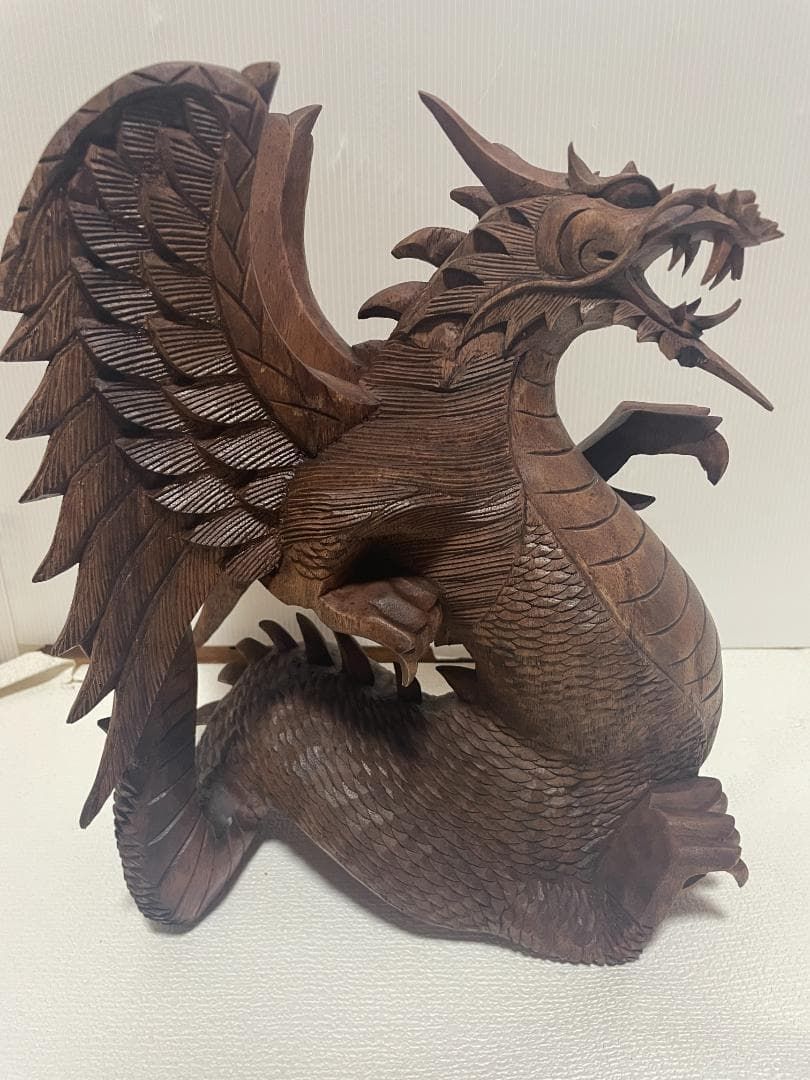 ナーガ 木製 ドラゴン 彫刻 工場 約35cm 05c19 ナーガ 木製 ドラゴン