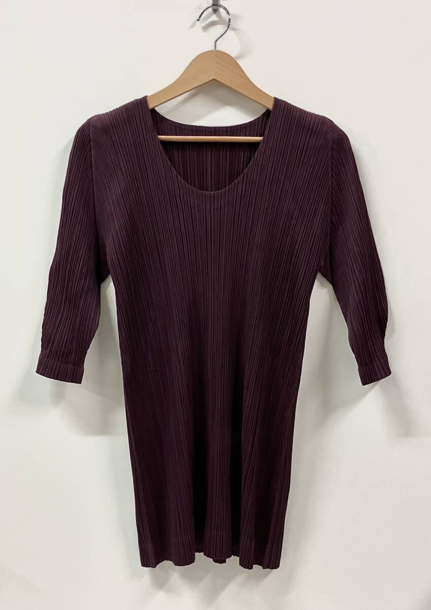PLEATS PLEASE プリーツプリーズ ISSEY MIYAKE イッセイミヤケ 長袖Tシャツ カットソー サイズ3 PP03-JT625 パープル 日本製