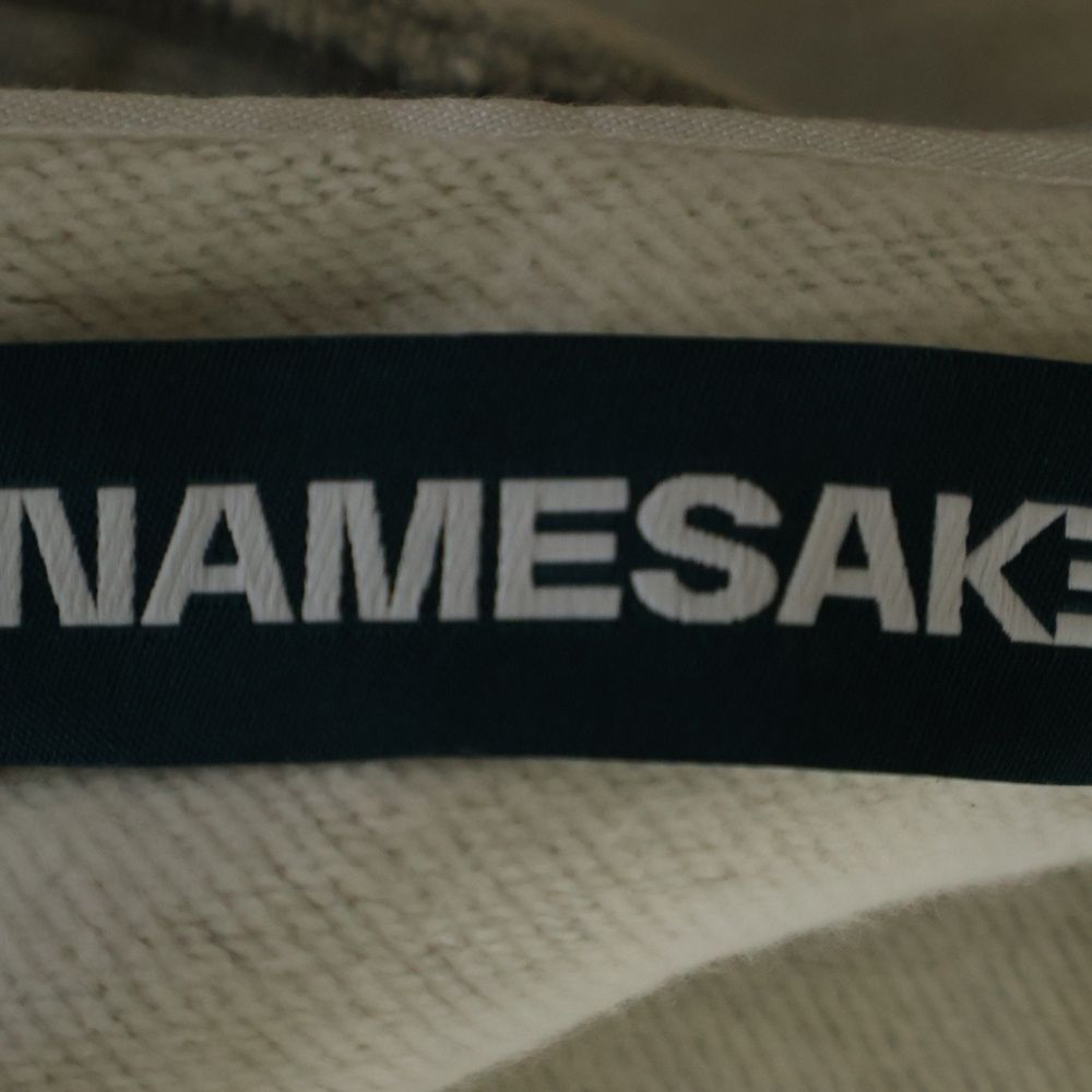 完売色 NAMESAKE ナメサケ 23AW IVY SLEEVELESS HOODIE フロントプリント スウェットニット切替デザイン スリーブレスプルオーバーパーカー フーディー グレー|ベージュ 【在庫限りの大特価】