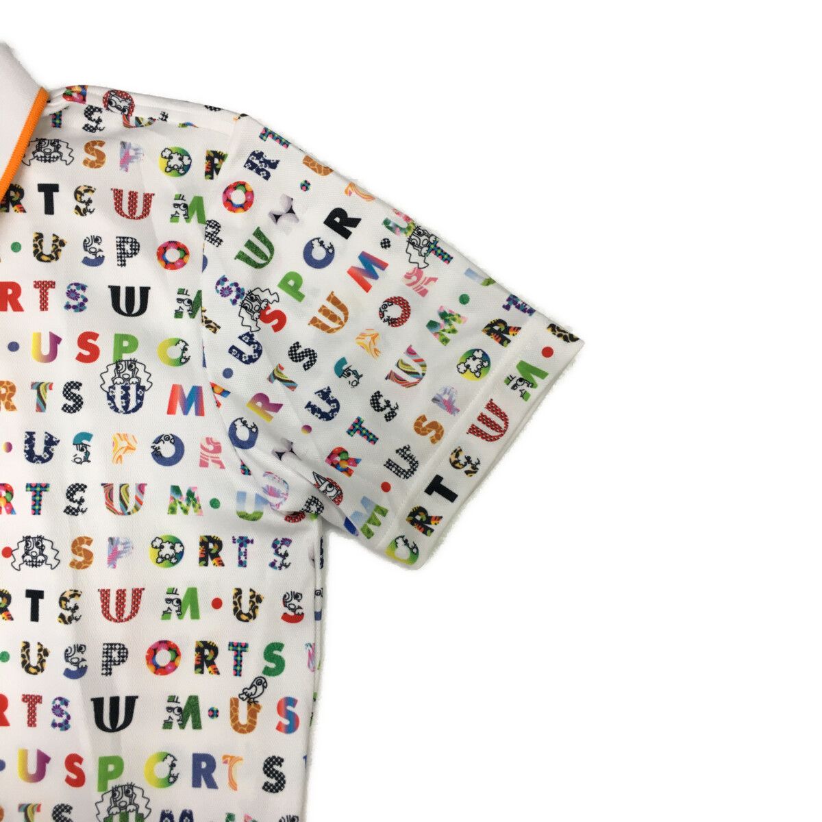 coco 中古 エムユースポーツ MU SPORTS メンズ 半袖ポロシャツ 50(L) 白×カラフル ホワイト ロゴ 中古 メンズ エムユースポーツ MU SPORTS 半袖ポロシャツ 50(L