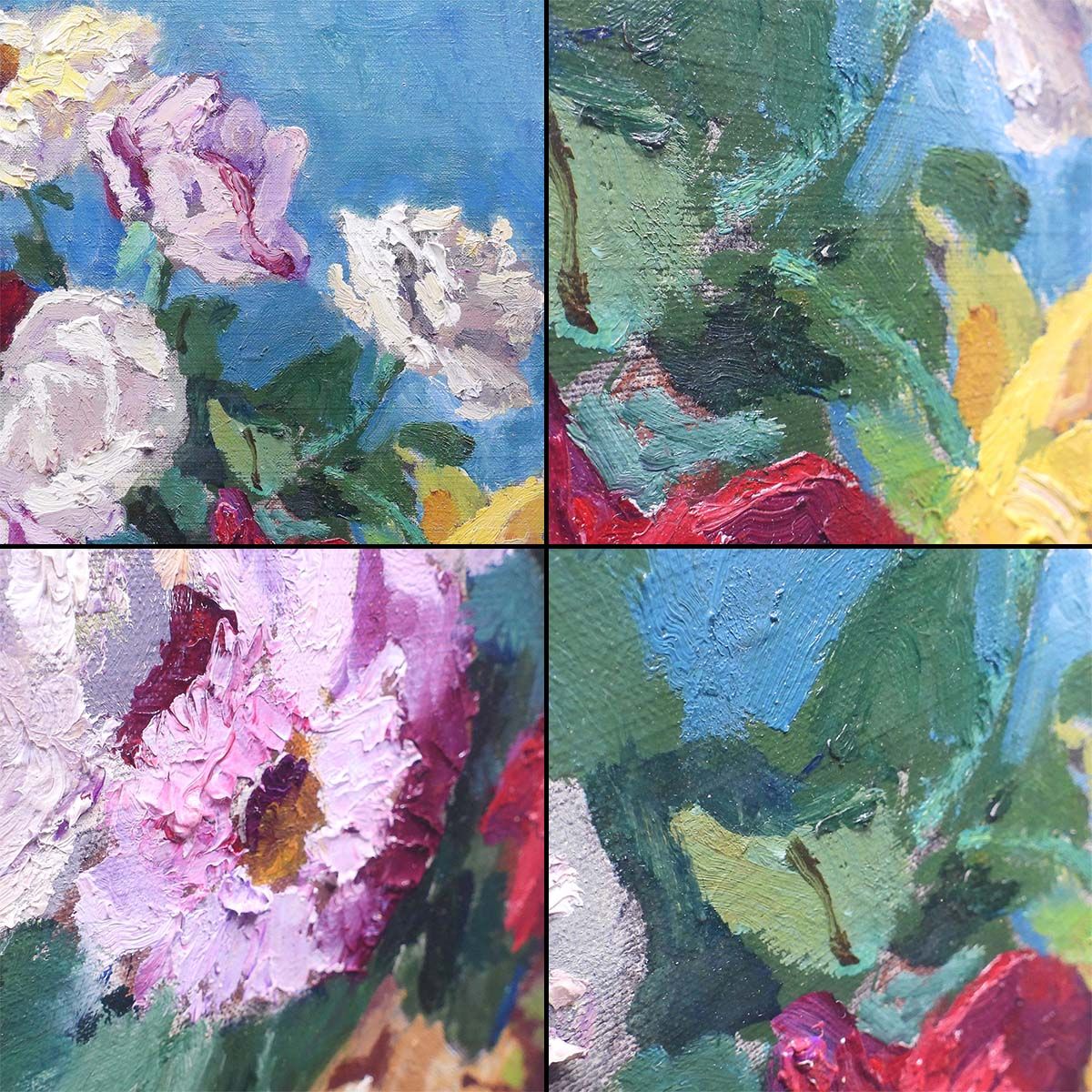 黒田重太郎 宋壺の薔薇 油彩6号 静物画 花 バラ 共シール 二