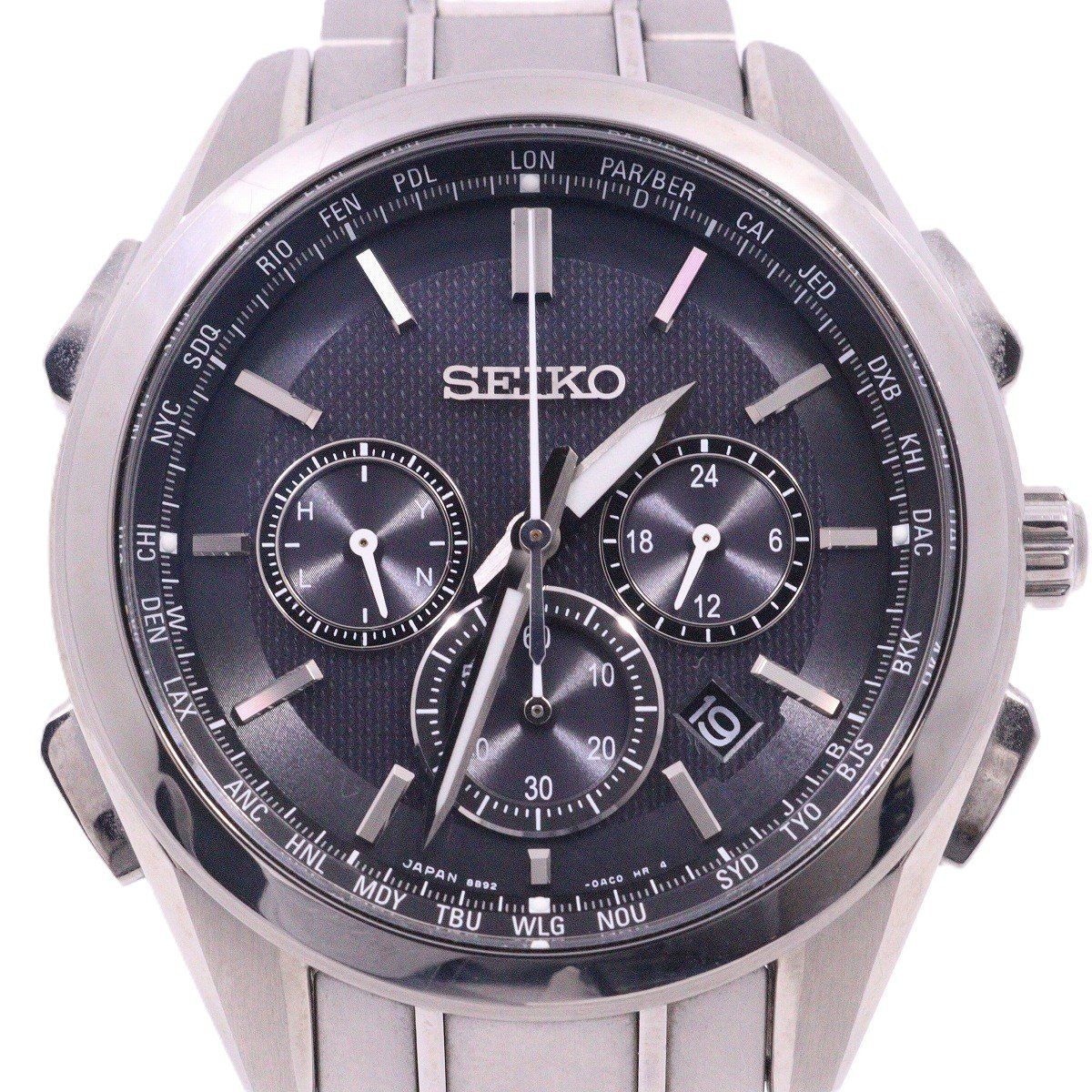 SEIKO セイコー ブライツ フライトエキスパート ソーラー電波 メンズ 腕時計 チタン 黒文字盤 SAGA197 / 8B92-0AA0【いおき質店】