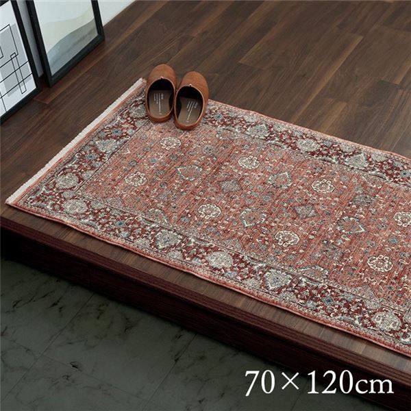 玄関マット 約70×120cm ワイン クラシカル柄 抗菌 防臭 消臭 丈夫 頑丈 耐久性 弾力性 トルコ製 ウィルトン織 玄関カーペット 代引不可