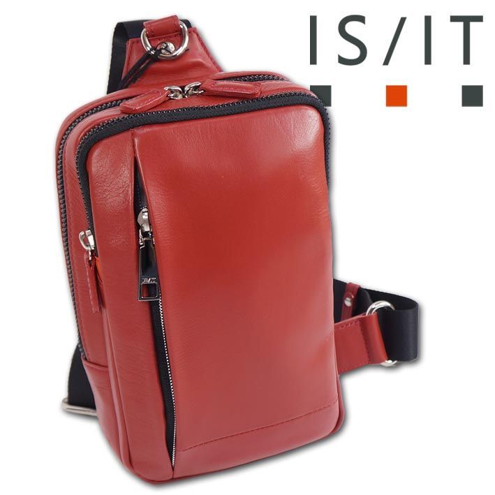 イズイット IS|IT 牛革 レザー ボディバッグ シュルビ レッド 赤 定価23 100円 ワンショルダーバッグ 本革 撥水 軽量 コンパクト オールレザー プレゼント ギフト