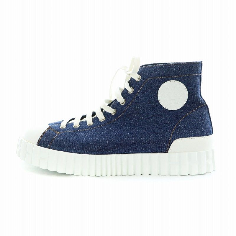 エルメス HERMES 厚底スニーカー ハイカット シューズ 靴 デニム 