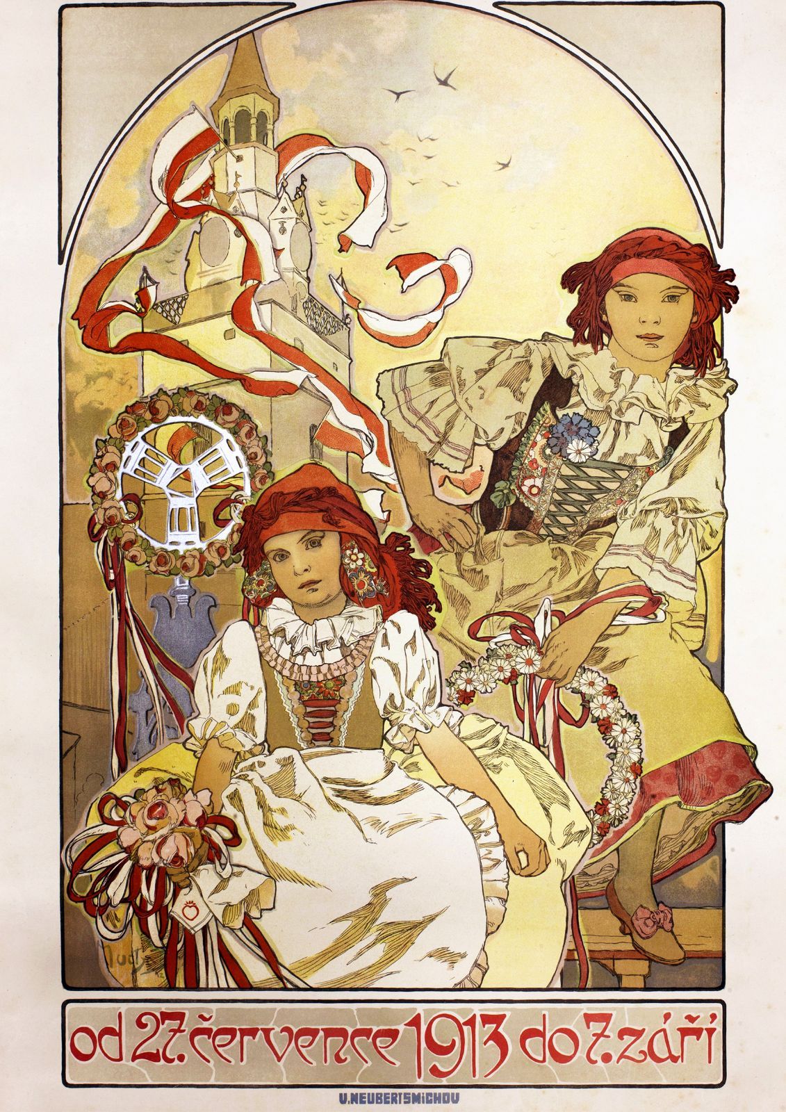 アルフォンス・ミュシャ、イヴァンチッツェでの地方展ポスター アルフォンス・ミュシャ 「イヴァンチッツェの地方展」 A3(297