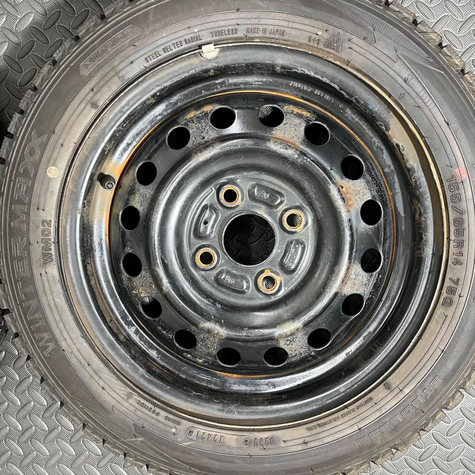 21年 155 65R14 ダンロップ ウィンターマックス WM02 スズキ ワゴンR スペーシア スマイル スタッドレスタイヤ 1039M