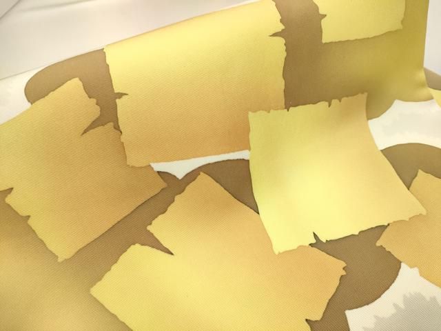 平和屋着物○塩瀬 九寸名古屋帯 破れ色紙文 正絹 逸品 CAAT8087hy