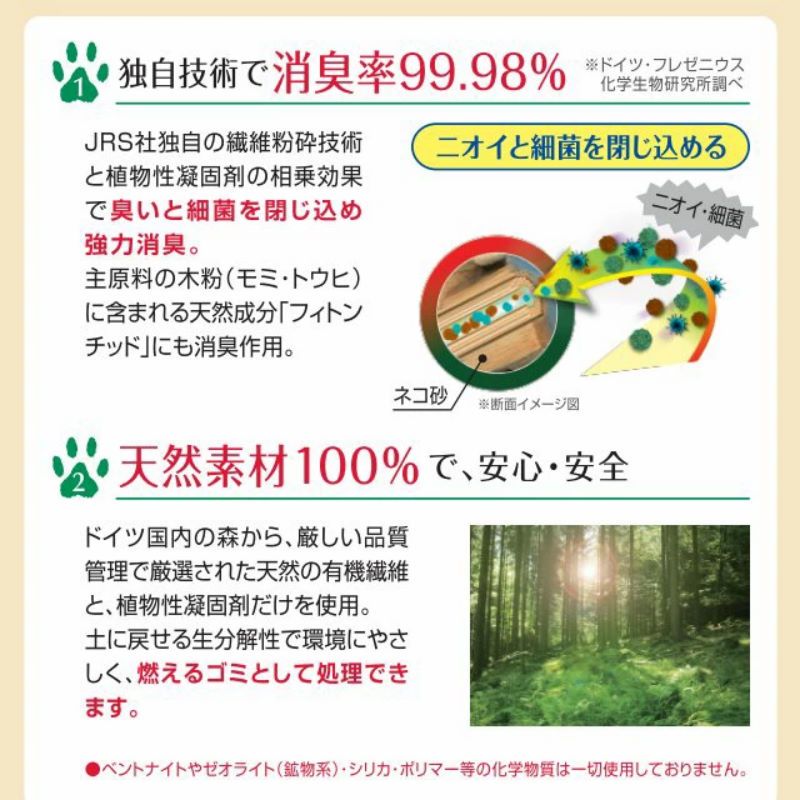 トイレに流せる安心安全な砂 消臭作用