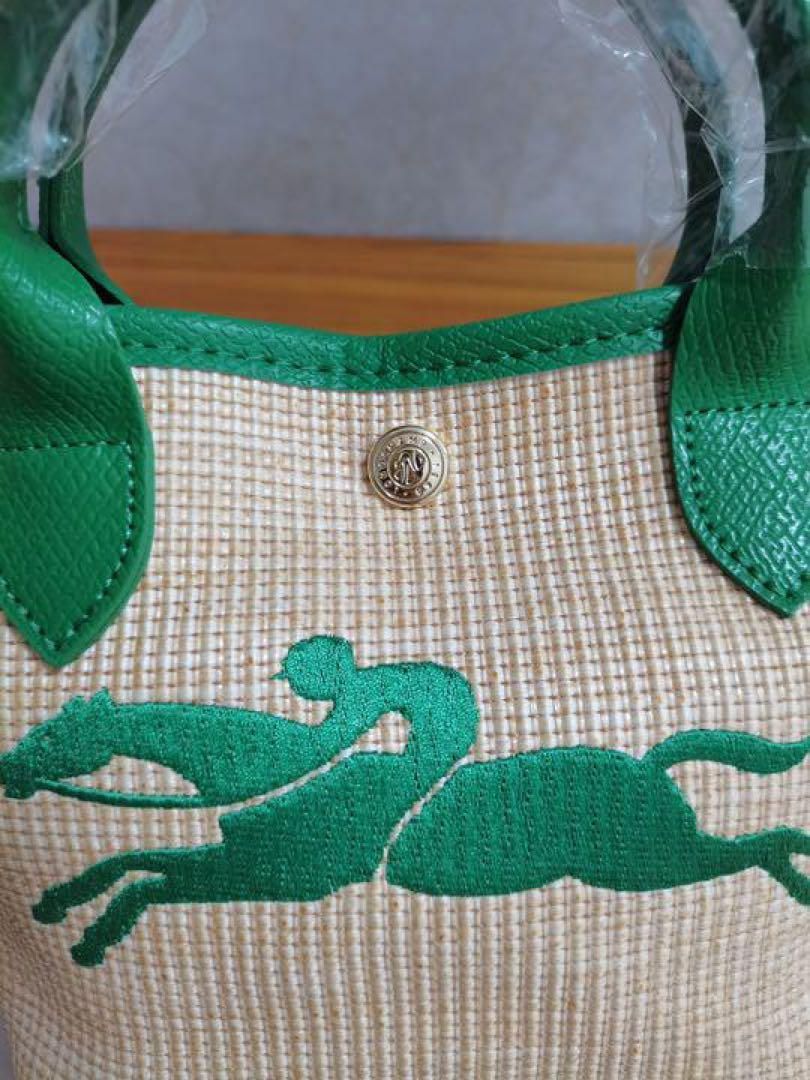 極美品❤ロンシャン かごトップハンドルバッグ トートバッグ ショルダーバッグ 緑 極美品❤ロンシャン かごトップハンドルバッグ トートバッグ