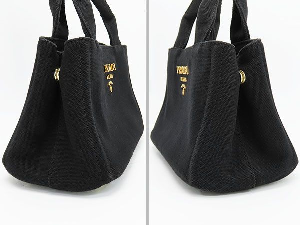 レア美品】プラダ PRADA CANAPA カナパ ミニ 2WAY ミニハンドバッグ ショルダー トートバッグ ストラップ付き NERO ブラック  コットンキャンバス 1BA038 - メルカリ