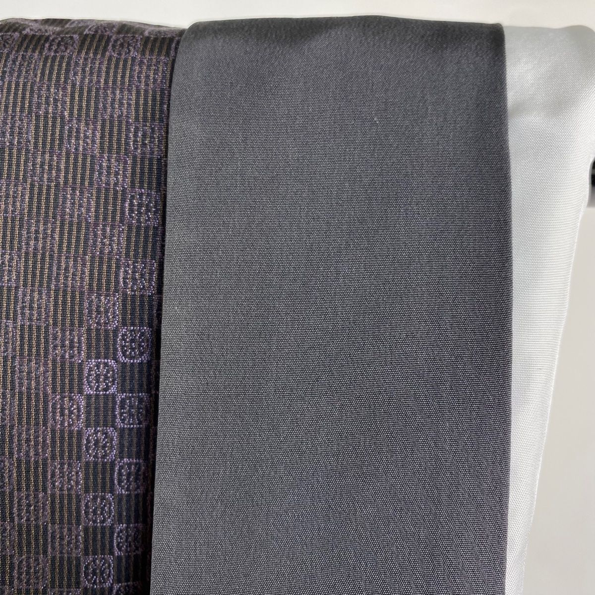 お召 身丈165cm 裄丈69.5cm L 袷 市松 花 茶紫 正絹 美品 逸品 【中古  