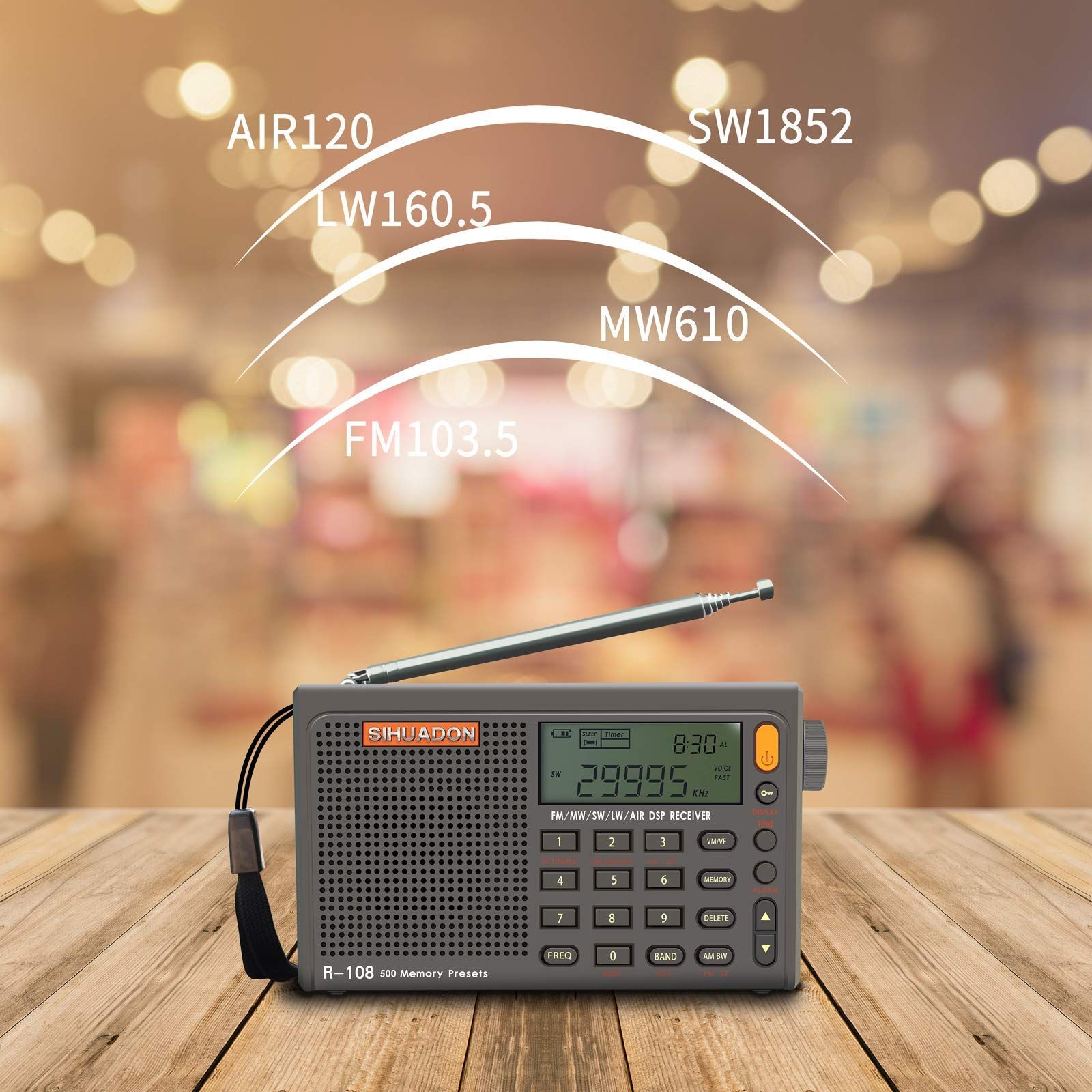 数量 R108 小型短波ラジオ SIHUADON BCLラジオ ポータブル 高感度受信 FM AM LW SW エアバンド ワイドFM対応 航空無線 USB RADIWOWで作る Type-C充電式 電池式 DSPレシーバー LCD アウトドア 両親への