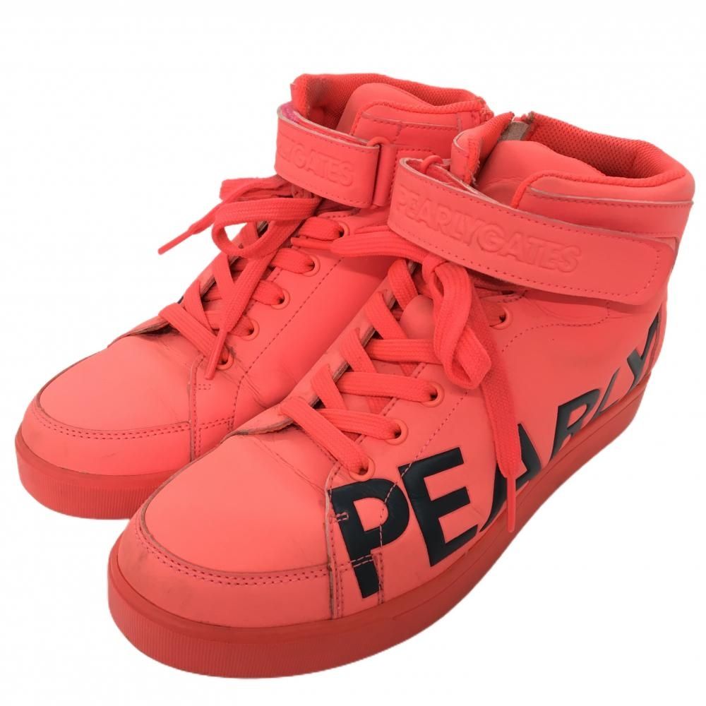 PEARLY GATES - パーリーゲイツ ハイカットゴルフシューズ 蛍光ピンク×黒 053-0992310 レディース 23.5 ゴルフウェア PEARLY GATES パーリーゲイツ ハイカットゴルフシューズ 蛍光ピンク×黒 053
