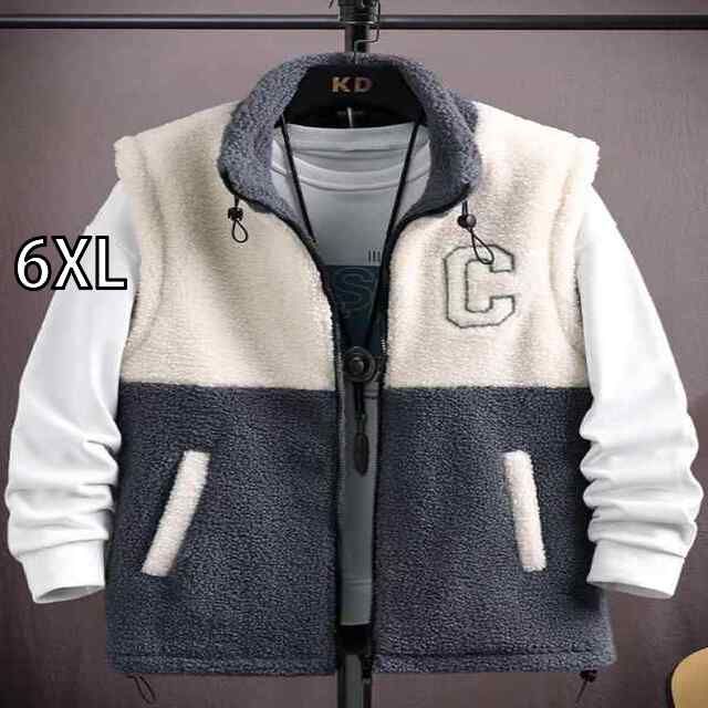 [6XL]秋冬 コーデ メンズ  服 シンプル ファッション オシャレ 大人 かっこいい 大きいサイズ ストリート 紳士服  レディース ラム ベルベット ベスト ゆったり スタンドカラー ノースリーブ 