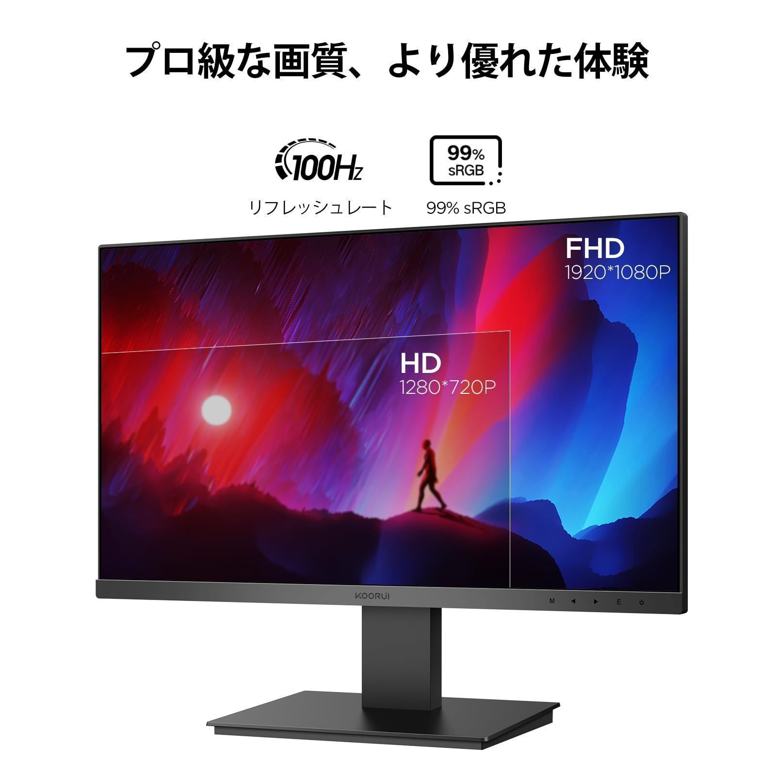 数量限定】KOORUI モニター 21.5インチ ゲーミングモニター FHD