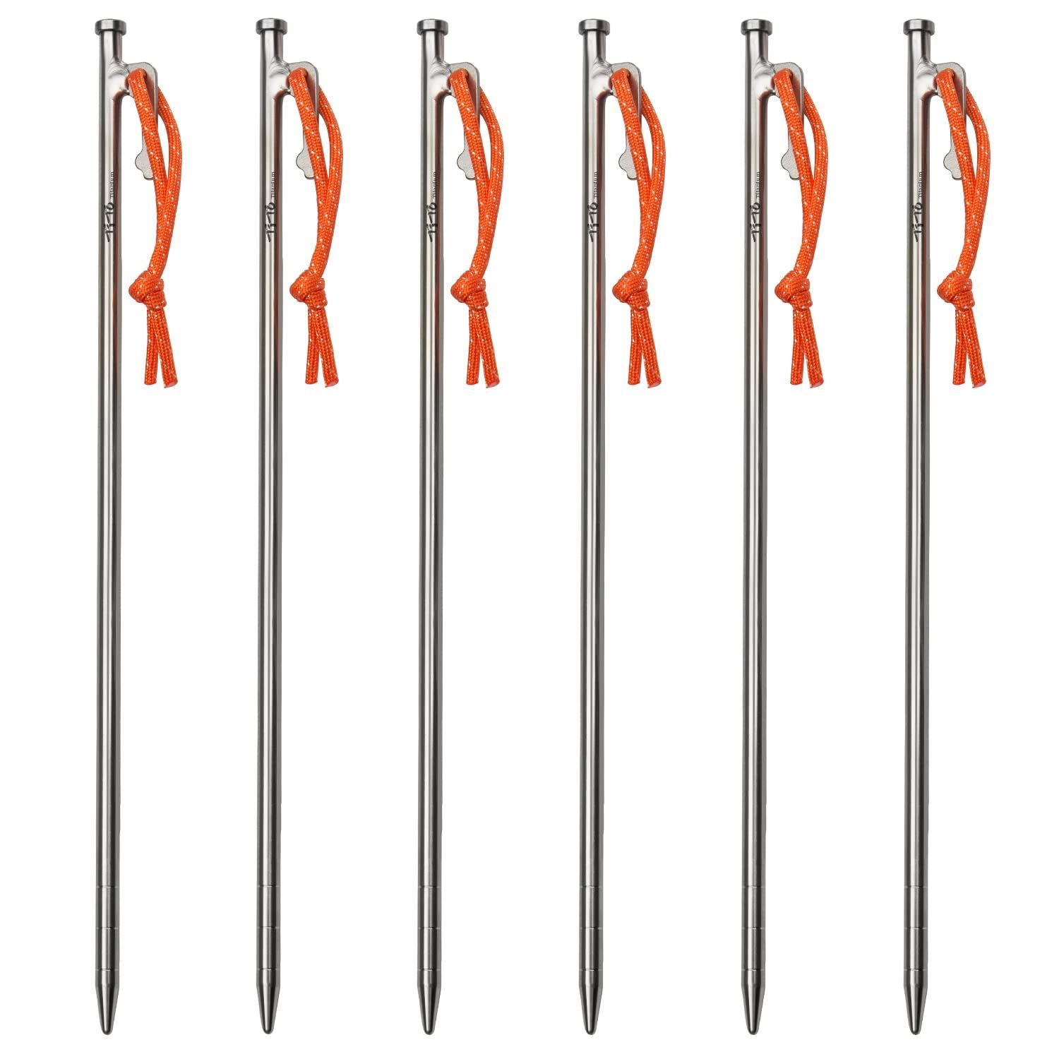 Color 350MM-6Pcs TiTo チタンペグ 24 30 35 40CM チタン合金 テントペぐ 高?度鍛造ペグ 錆びなく 丈夫 軽量テントステーク 硬い土 砂地 岩場 草地用 アウトドア キャンプ用品 収納バッグ付き 4|6本セット 350MM-