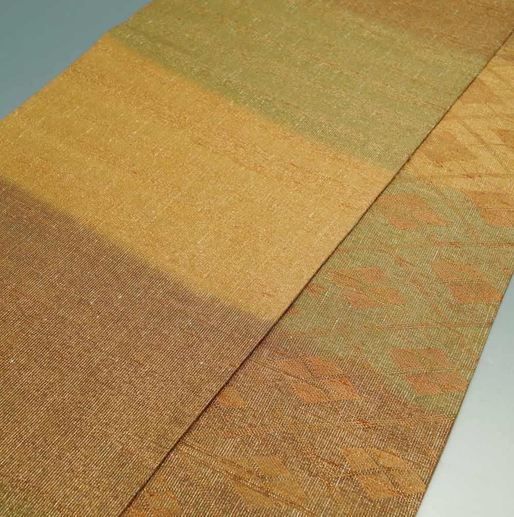 袋帯 桝屋高尾 西陣 ねん金綴錦 高尾弘作 ぼかしに四ツ目菱模様 【 中古】【リサイクル着物 西陣織 ねん金 帯 ますやたかお 正絹 袋帯 綴れ リサイクル 綴れ帯 着物 和服 特選 きもの天陽】
