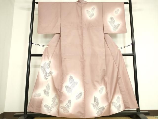 平和屋着物▽訪問着 単衣 紬地 草花文 暈し染め 正絹