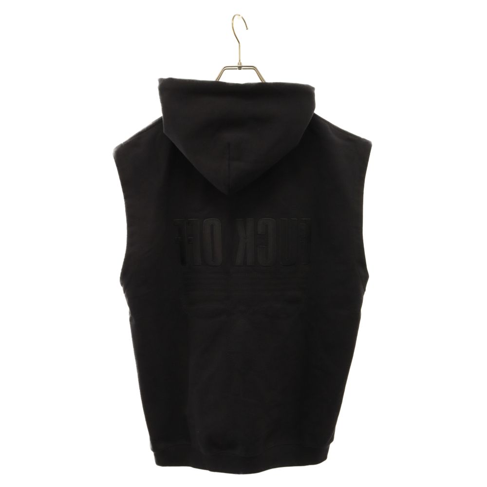 VETEMENTS (ヴェトモン) FUCK OFF SLEEVELESS HOODIE ファックオフスリーブレスプルオーバーフーディ パーカー  ブラック VL16HD280B - メルカリ