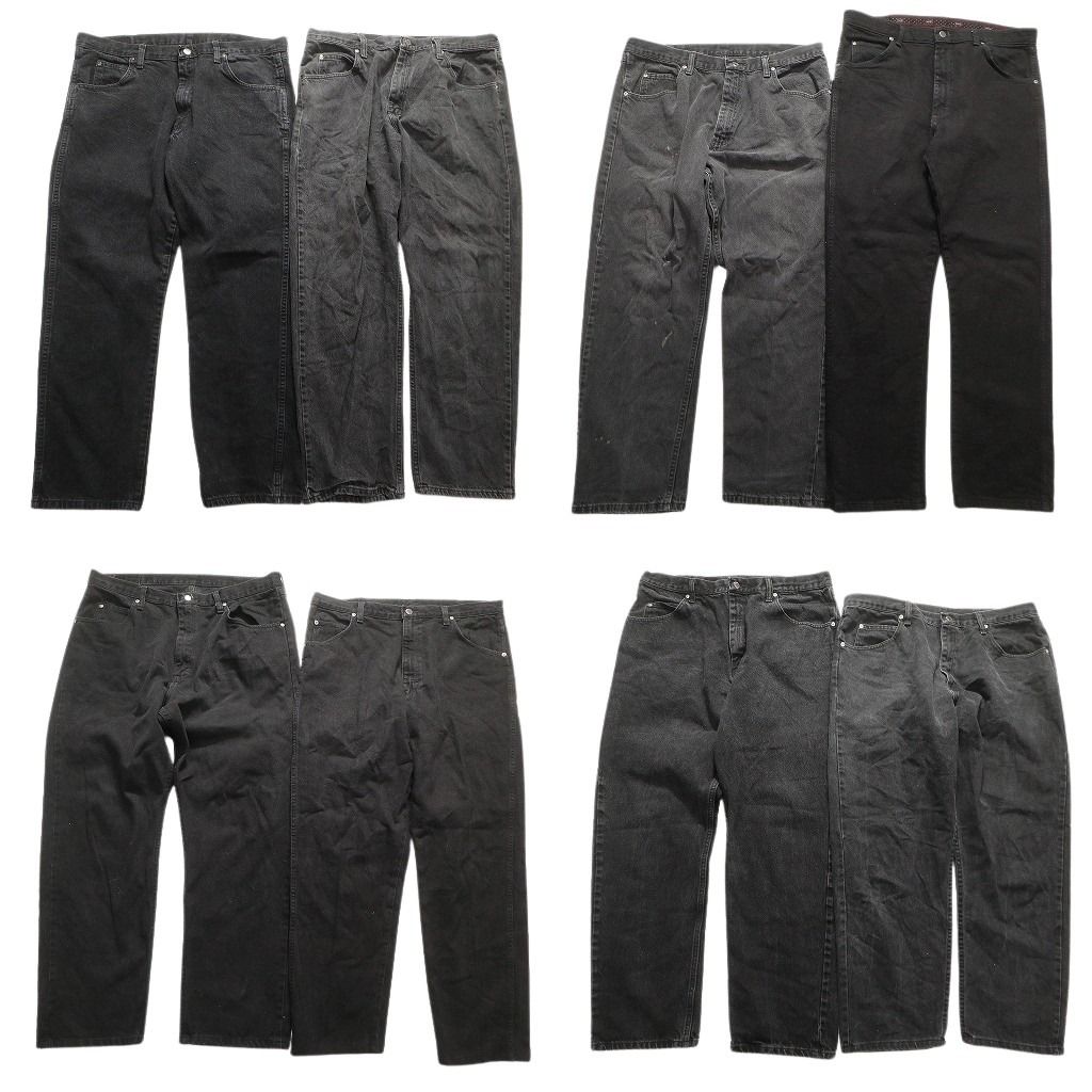 古着卸 Wrangler ラングラー ブラックデニム パンツ 8枚セット メンズ 38 アメカジ フェード 皮パッチ 古着 NA6447