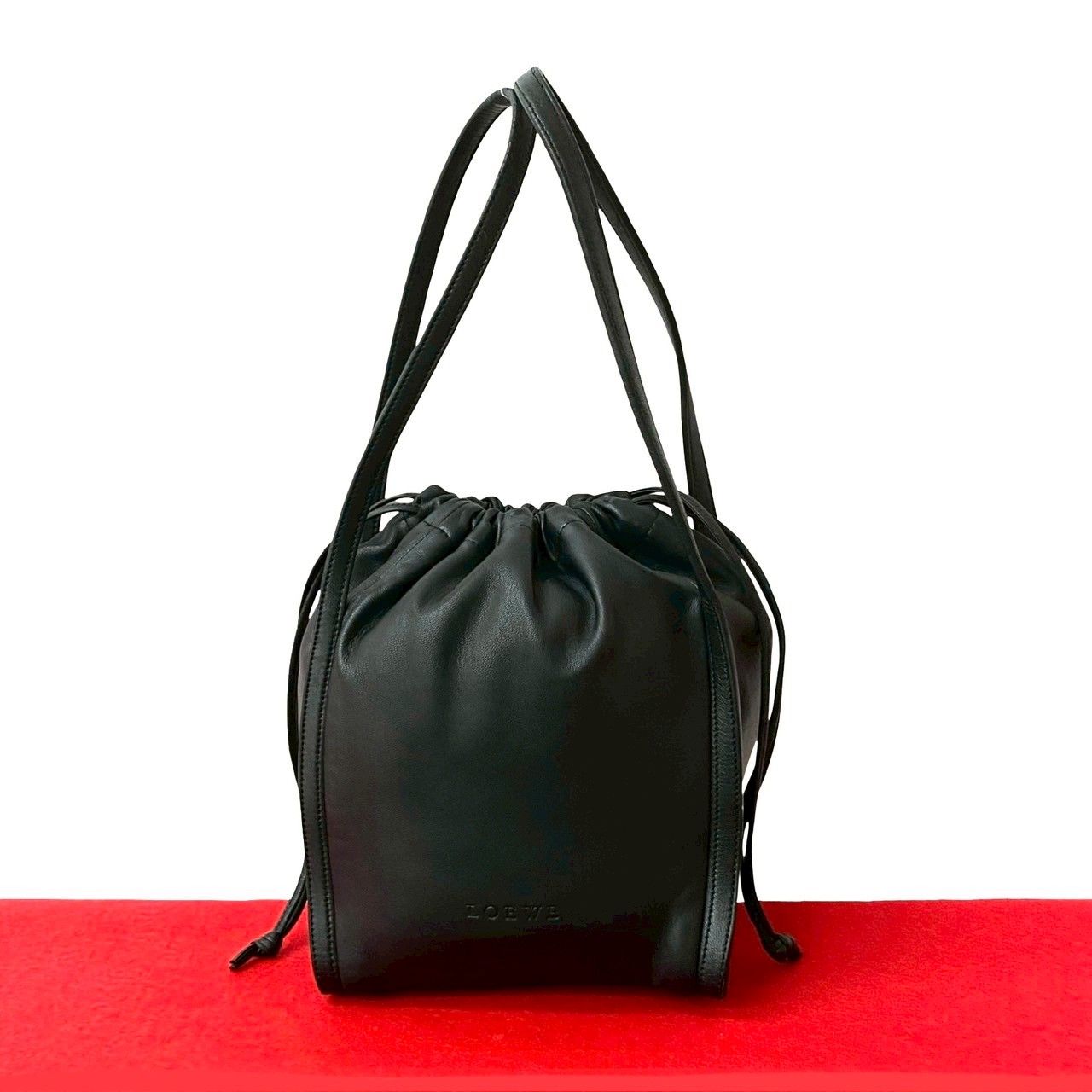 極 美品 希少品 LOEWE ロエベ ロゴ 型押し ナッパ レザー 本革