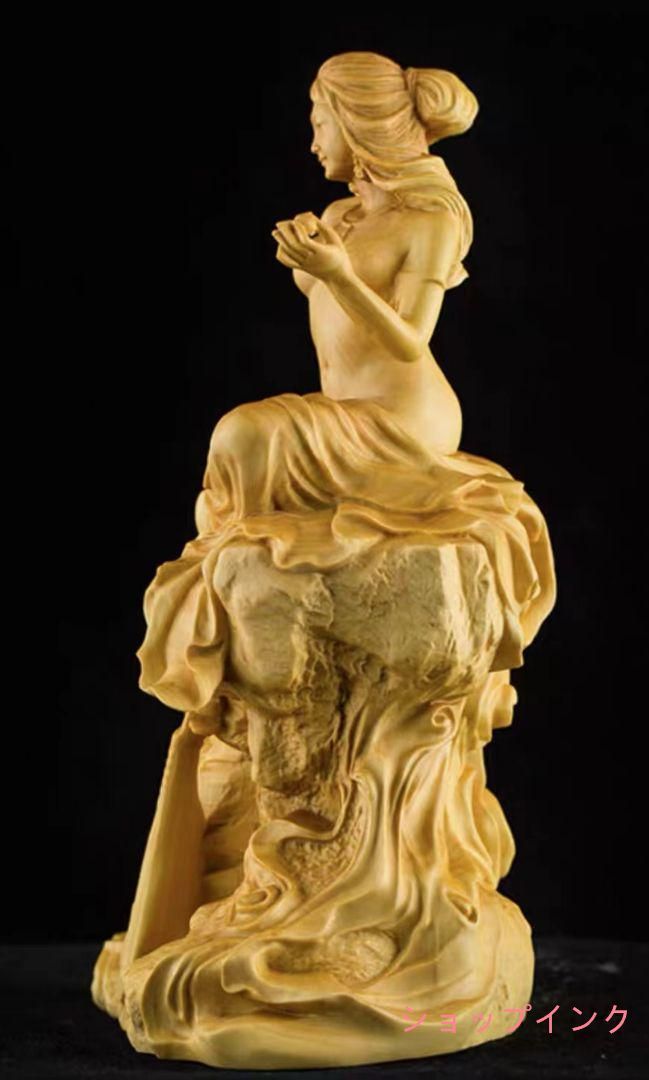 木彫仏像 七福神弁財天女神座像 崖柏 財神 彫刻 一刀彫 仏師で仕上げ 修縁堂】木彫仏像 七福神弁財天女神座像 崖柏 財神 彫刻 一刀彫